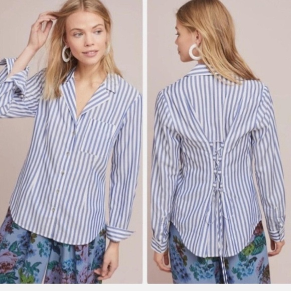 Anthropologie Pilcro and the letterpress women’s striped shirt size 00 - Picture 1 of 10
